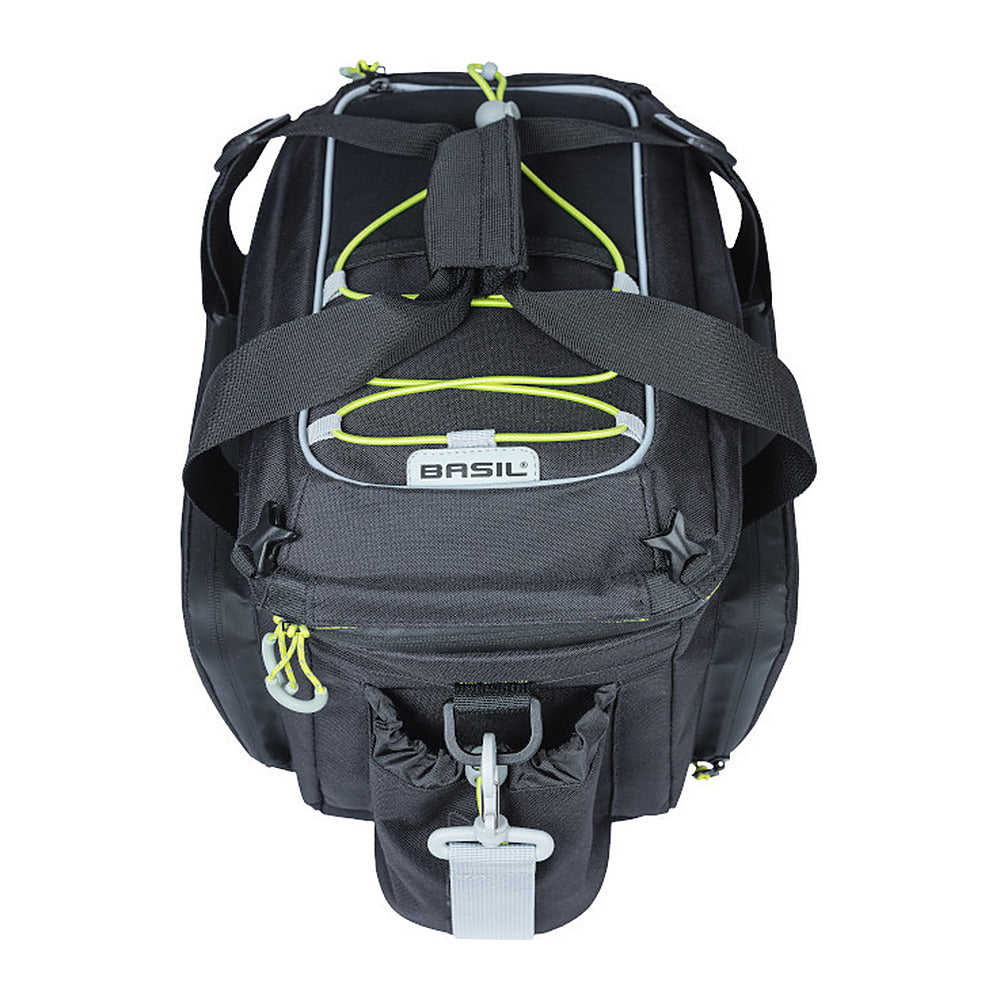 Sacoche porte-bagages Basil Miles Trunkbag XL Pro MIK 9-36 L coloris Black Lime – plaque de fixation MIK vue de dessus