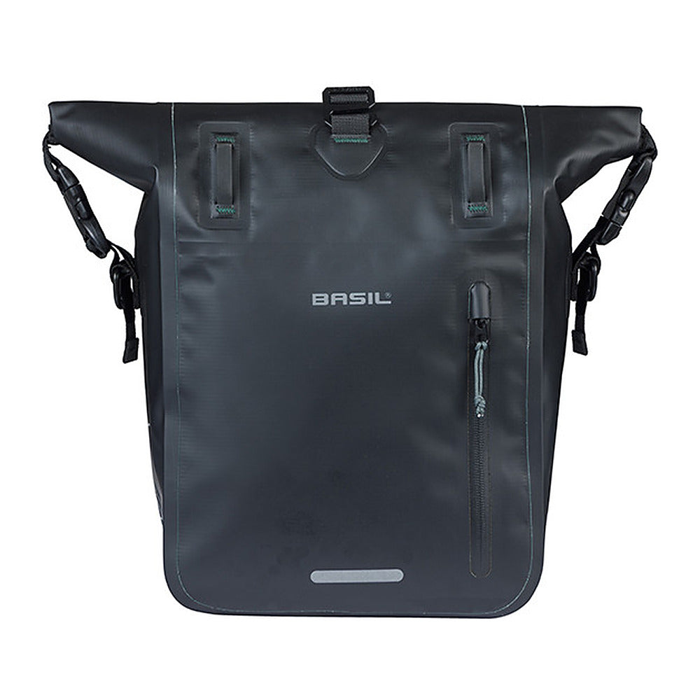 Sacoche vélo arrière Basil Rivo M MIK Hooks 15 L coloris Noir – dos et crochets MIK Hooks