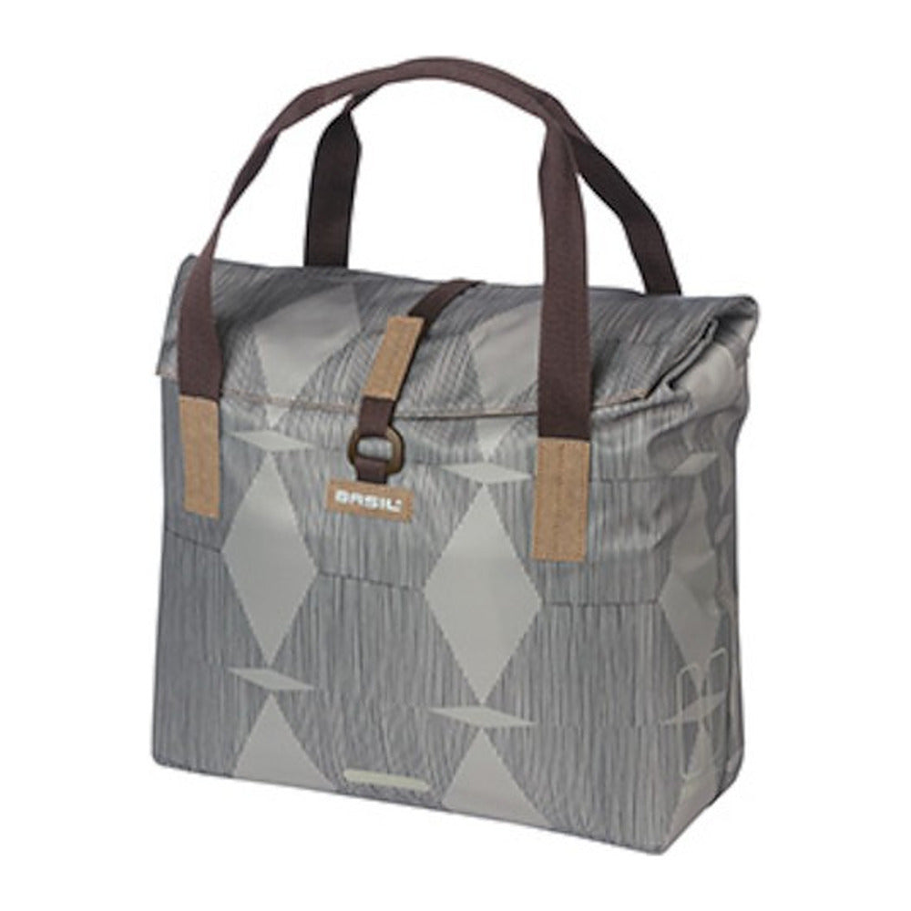 Sacoche vélo Basil Elegance Shopper 26 L coloris Chateau Taupe – vue trois quarts