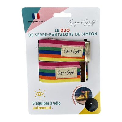 Serre-pantalons réfléchissants Suzon & Suzette - Siméon, lot de 2 – Arc-en-ciel – le lot de deux serre-pantalons