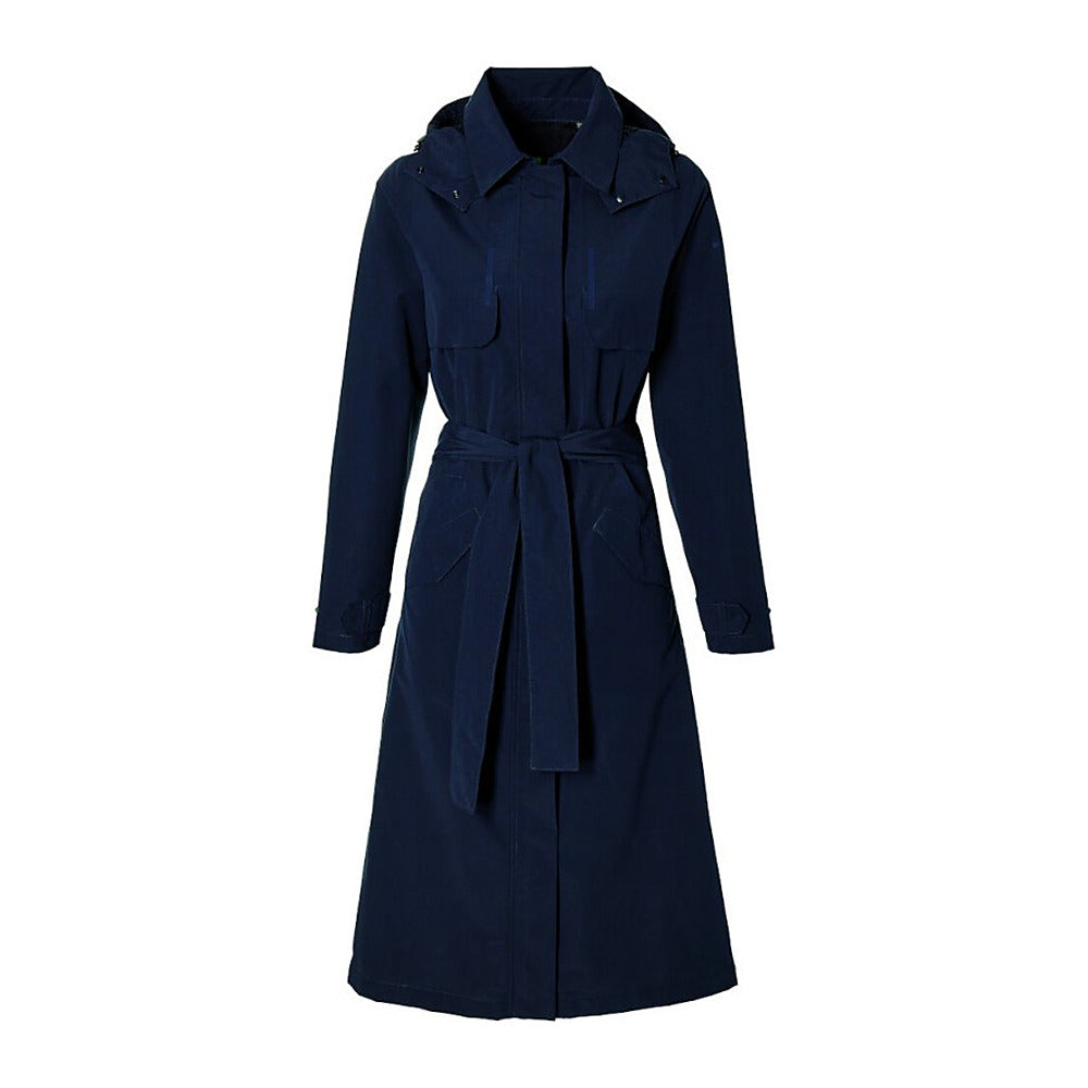 Trench-coat de pluie vélo Basil Mosse femme coloris Bleu Nuit - vue de face ceinture