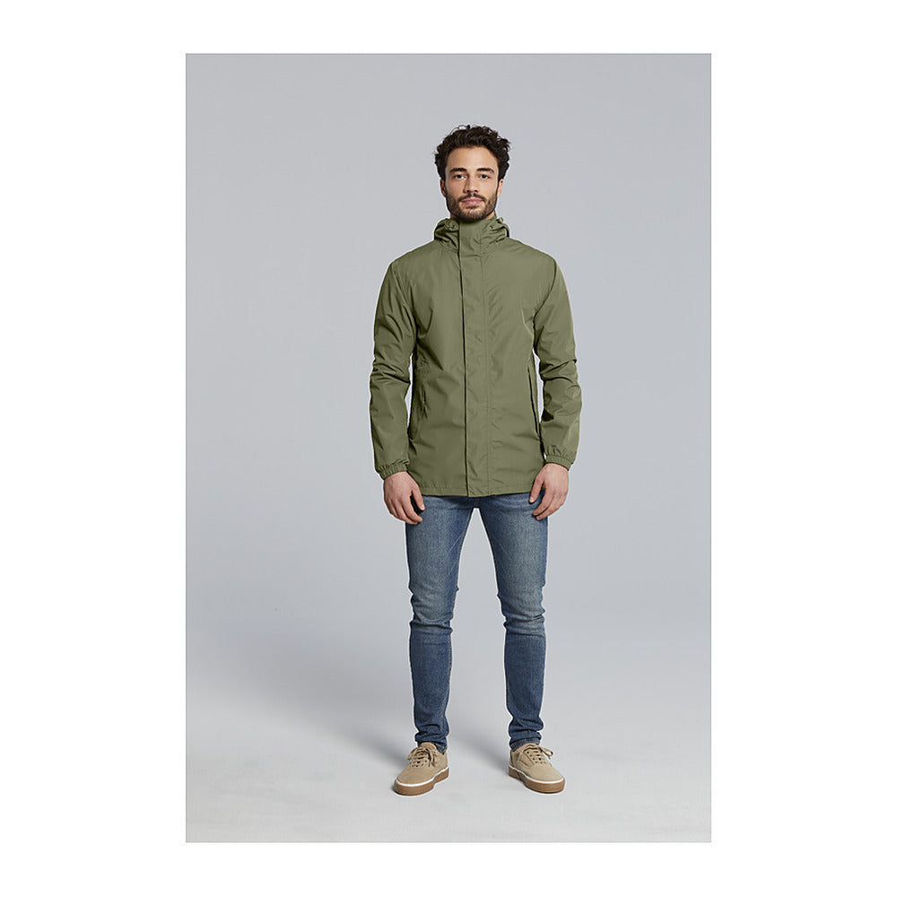 Veste de pluie vélo Basil Hoga unisexe coloris Vert Olive - portee par un homme