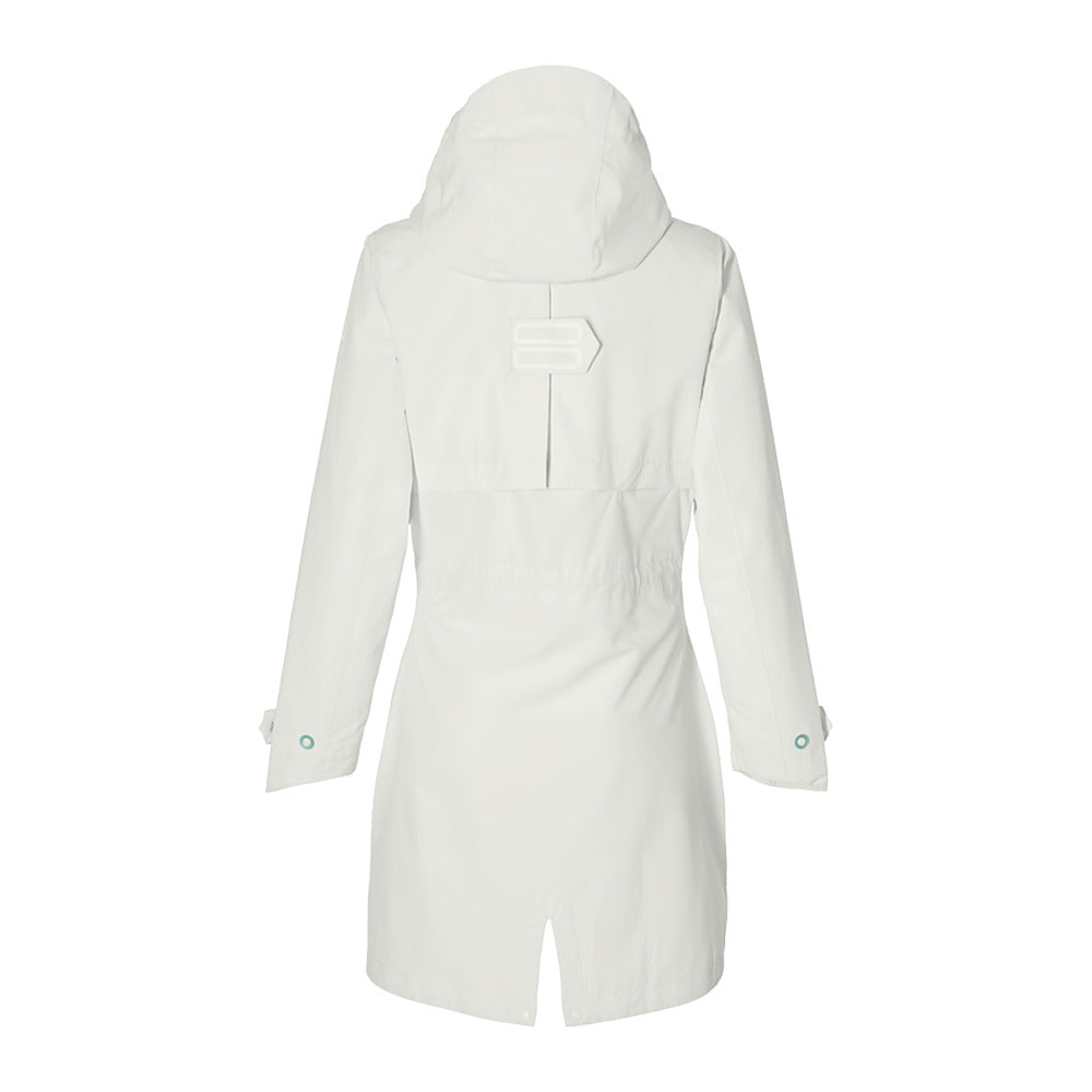 Veste de pluie vélo Basil Mosse Parka femme coloris Blanc Cassé - dos allonge queue-de-pie