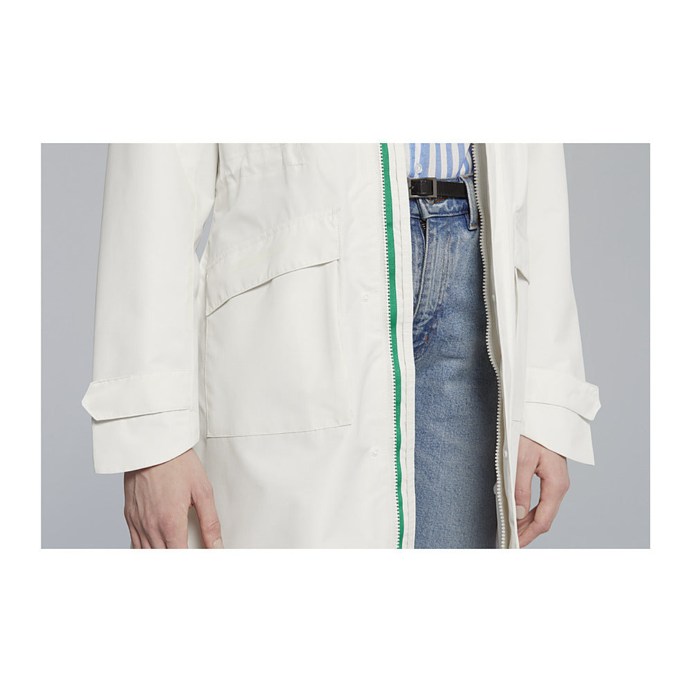 Veste de pluie vélo Basil Mosse Parka femme coloris Blanc Cassé - poches laterales et zip