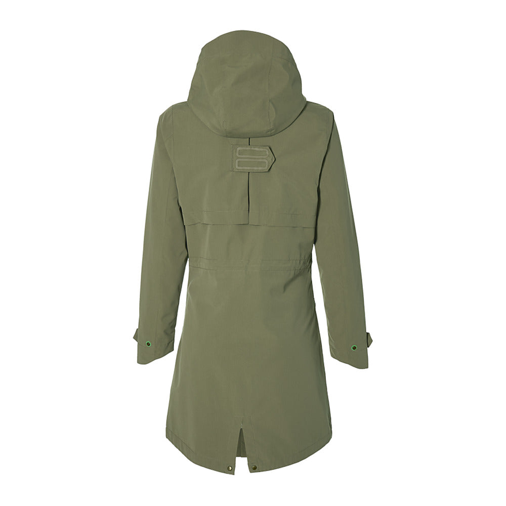 Veste de pluie vélo Basil Mosse Parka femme coloris Vert Olive - dos allonge queue-de-pie