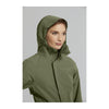 Veste de pluie vélo Basil Mosse Parka femme coloris Vert Olive - portee capuche relevee