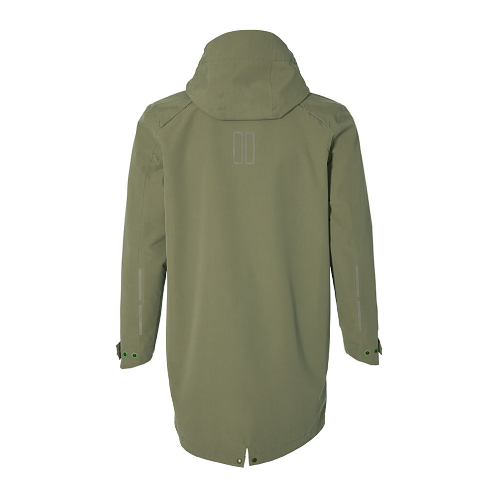 Veste de pluie vélo Basil Mosse Parka homme coloris Vert Olive - dos allonge queue-de-pie