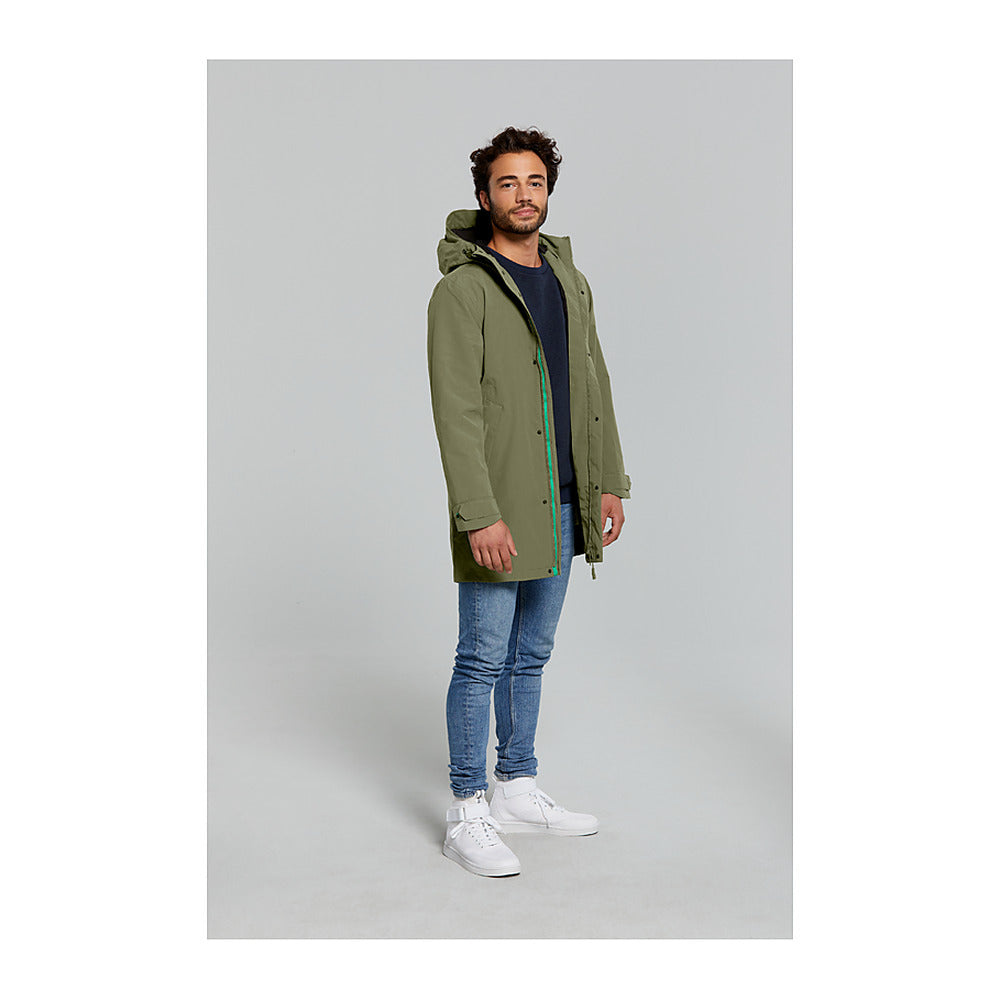 Veste de pluie vélo Basil Mosse Parka homme coloris Vert Olive - poches laterales velcro